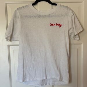 J. Crew White Tee with Red Script